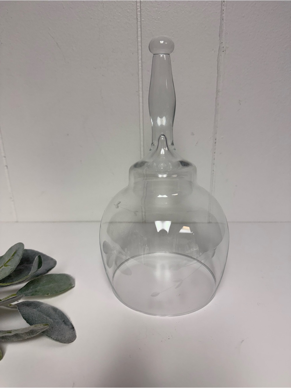 Vintage Princess House 'Heritage' Etched Clear Glass Globe Cloche